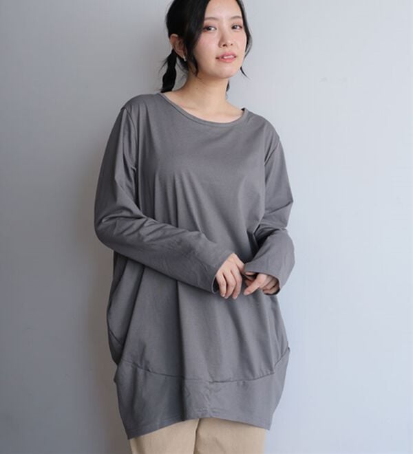 A HAPPY MARILYN（アハッピーマリリン）の「【Ｍ～８Ｌ】長袖・七分袖・半袖 コクーン シルエット チュニック（チュニック）」｜詳細画像