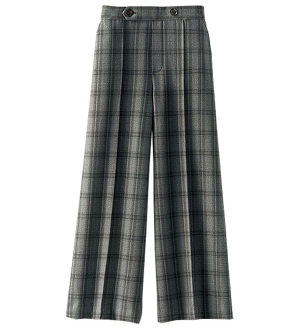 BELLUNA（ベルーナ）の「ウーリッシュ素材ウエスト釦ワイドパンツ（ワイドパンツ・ガウチョ）」｜詳細画像