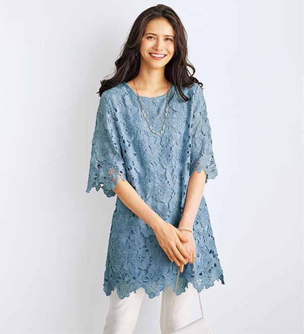 花柄モチーフレースチュニック - ベルーナ【公式】