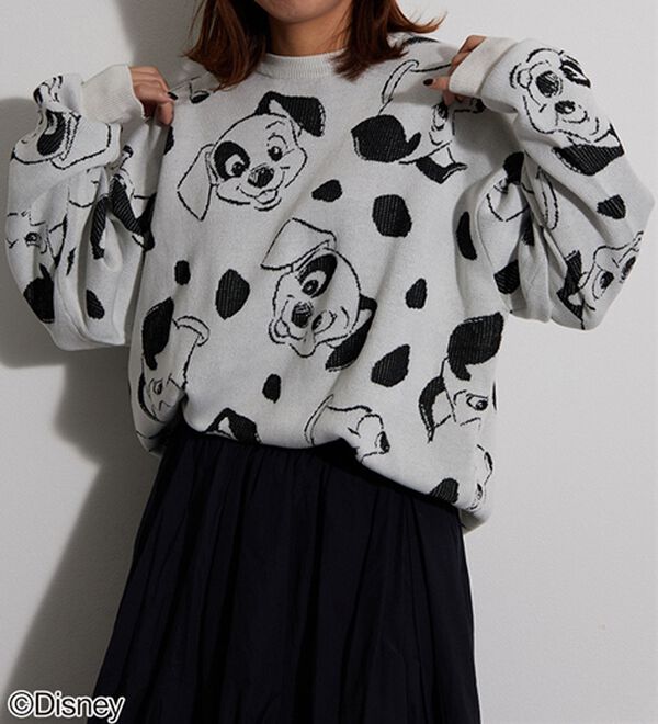 BELLUNA（ベルーナ）の「＜Ｄｉｓｎｅｙ＞【１０１匹ワンちゃん】総柄ジャカードゆったりセーター（ニット・セーター）」｜詳細画像