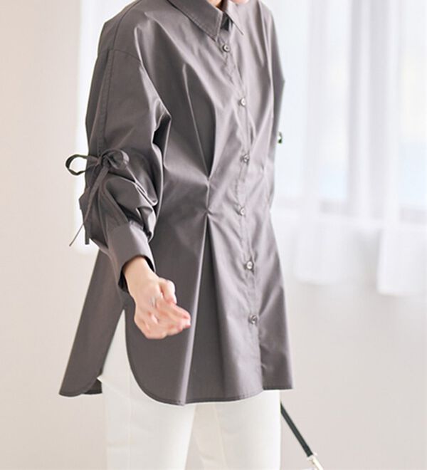 RANAN（ラナン）の「ウエストタック袖リボンシャツ（シャツ）」｜詳細画像