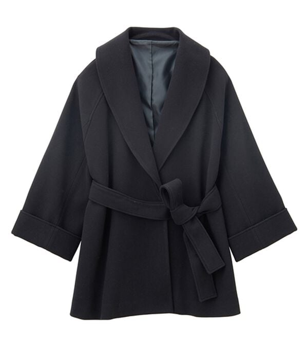 SACRA コート　リングミルドウールコート ガウンコート 黒 SACRA｜サクラのコート通販｜ELLE SHOP (エル・ショップ)