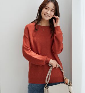 BELLUNA（ベルーナ）の「ラメ調もちもちニットプルオーバー（ニット・セーター）」｜杢オレンジ