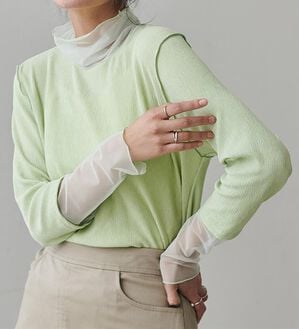 RANAN（ラナン）の「シアーデザインハイネックカットソー（カットソー）」｜詳細画像