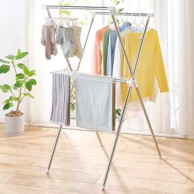 「アイリスオーヤマステンレス室内物干し（ランドリーラック・収納）」