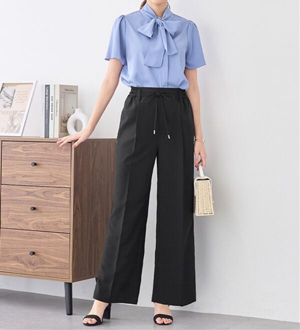 alotta（アロッタ）の「軽やかウエストリボンワイドパンツ（ワイドパンツ・ガウチョ）」｜詳細画像