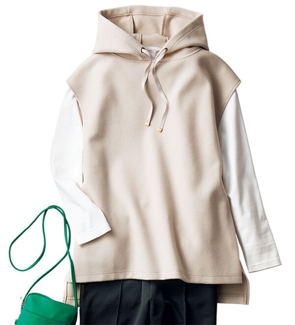 VINNO（ヴィノ）の「カットメルトンフーディベスト（ベスト）」｜詳細画像