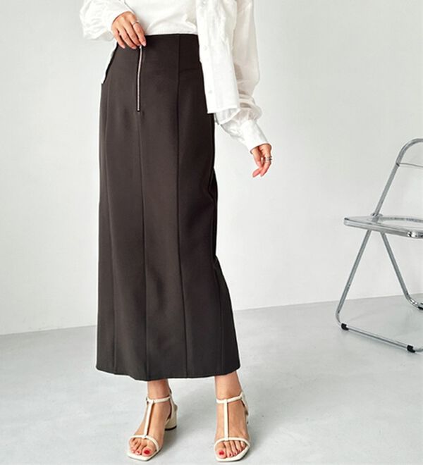 GeeRA（ジーラ）の「ＯＮ／ＯＦＦ使える！フロントファスナースカート（ロングスカート）」｜詳細画像