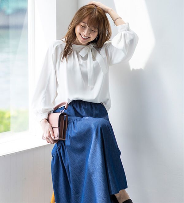 BELLUNA（ベルーナ）の「私を輝かせる！衿リボンゆったりブラウス（ブラウス）」｜詳細画像