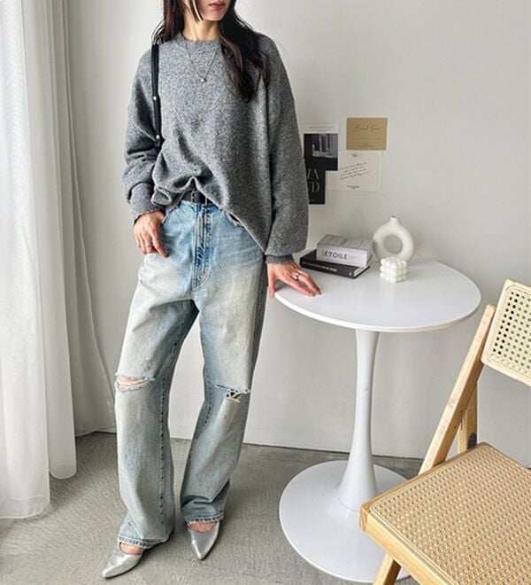 GeeRA（ジーラ）の「ゆるっと柔らか！袖ボリュームメランジニット（ニット・セーター）」｜詳細画像