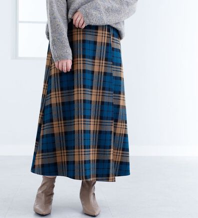 BELLUNA（ベルーナ）の「ウール調素材ラップ風スカート（ロングスカート）」