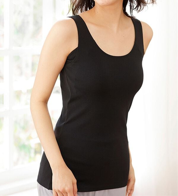 LAVIENNE（ラヴィエンヌ）の「【汗っかきさん必見！】涼感サラッと快適汗取りカップ付タンクトップインナー＜さらりラボ＞（肌着・インナーウェア）」｜詳細画像