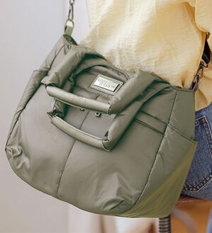 ルフラン（ルフラン）の「＜ミチコロンドンジーンズ＞ふっくら軽量バッグ（トートバッグ）」｜グレージュ