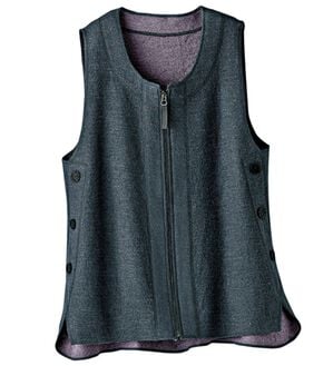 BELLUNA（ベルーナ）の「圧縮ニット配色使いサイドボタンベスト（ベスト）」｜グレー／パープル