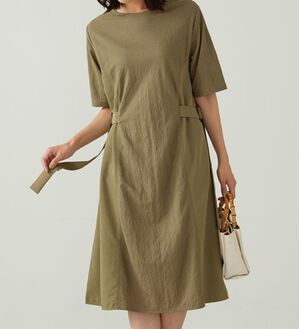 BELLUNA（ベルーナ）の「サイドバックル異素材切替ワンピース（その他ワンピース）」｜カーキ系