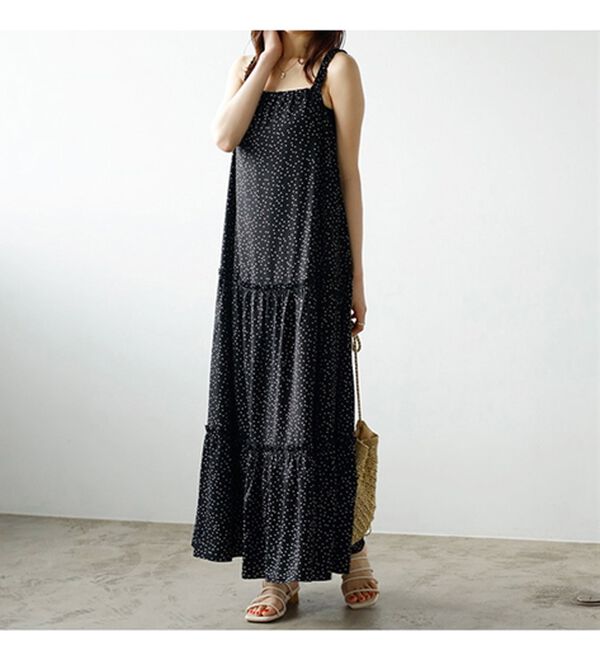 GeeRA（ジーラ）の「ドット柄ティアードマキシワンピース（その他ワンピース）」｜詳細画像
