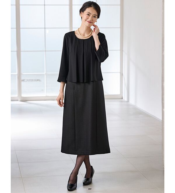 BELLUNA（ベルーナ）の「北陸幾何柄ジャカードワンピースアンサンブル（ブラックフォーマル（喪服・礼服））」｜詳細画像