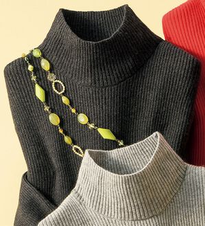 ルフラン（ルフラン）の「重ね着にぴったり！ミセスの為のリブニット（ニット・セーター）」｜チャコール