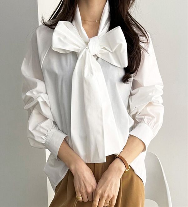 GeeRA（ジーラ）の「ボリュームボウタイブラウス（ブラウス）」｜詳細画像