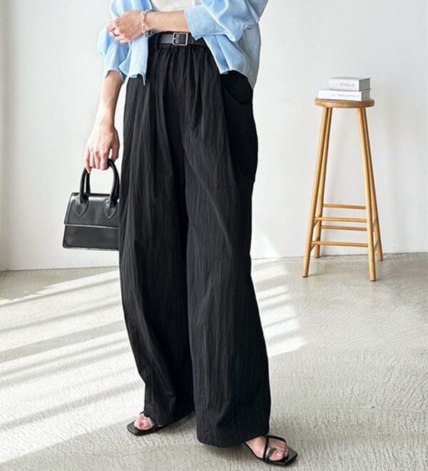 GeeRA（ジーラ）の「さらとろ素材が嬉しい！ダブルタックワイドパンツ（フルレングスパンツ）」｜詳細画像