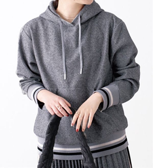 BELLUNA（ベルーナ）の「【Ｌａｇｒｉｌｕａ】ウール調素材ヘリンボーン柄パーカー（パーカー）」｜グレー系