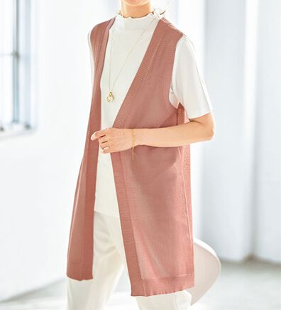 BELLUNA（ベルーナ）の「メッシュ編涼やかジレアンサンブル（ジレ）」