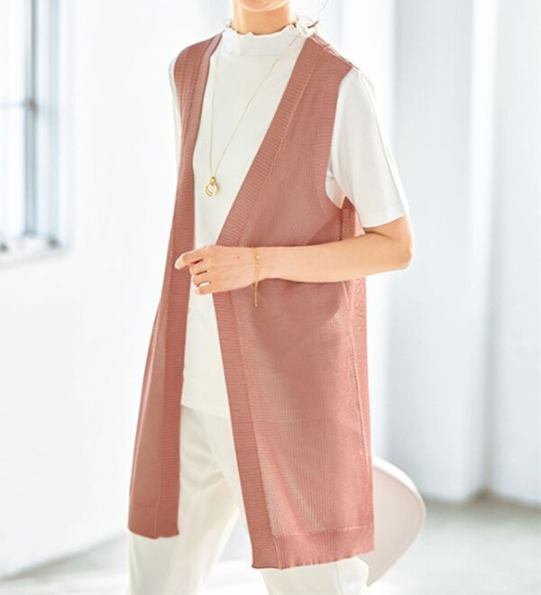 BELLUNA（ベルーナ）の「メッシュ編涼やかジレアンサンブル（ジレ）」｜詳細画像