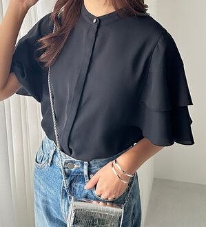 GeeRA（ジーラ）の「ティアード袖ブラウス（ブラウス）」｜ブラック