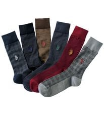 「【６足組】＜ユーエス　ポロ　アッスン＞トラッドスタイルの王道柄ソックス（メンズ靴下・タイツ）」
