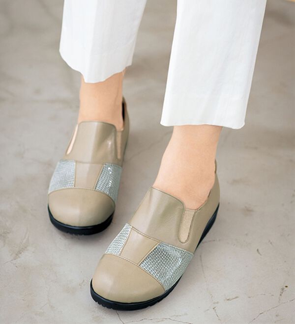 ルフラン（ルフラン）の「ゆったり５Ｅ異素材切替スリッポン（スリッポン）」｜詳細画像