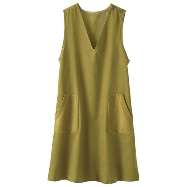 BELLUNA（ベルーナ）の「綿１００％コーデュロイ素材切替ジャンパードレス（チュニック）」｜マスタード