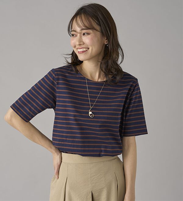 BELLUNA（ベルーナ）の「ハピネスコットン１００％なめらかボーダープルオーバー（カットソー）」｜詳細画像