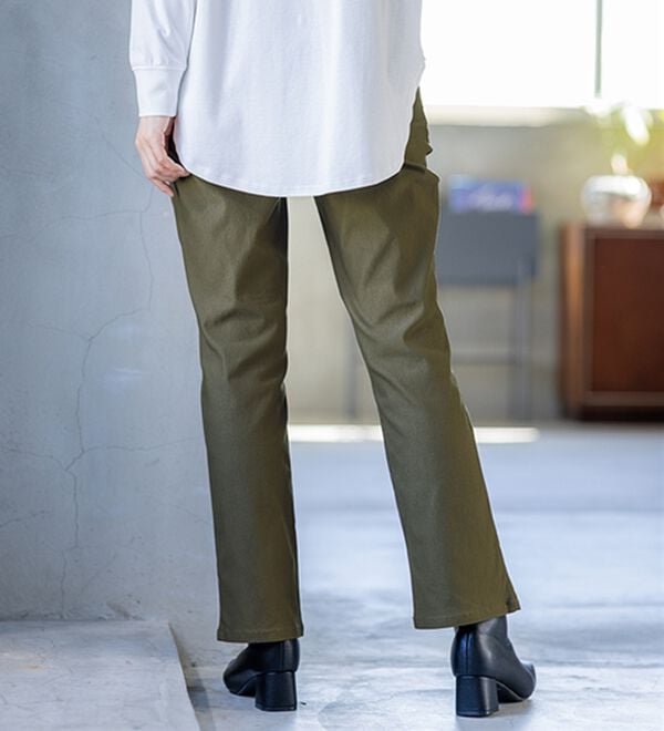 BELLUNA（ベルーナ）の「【選べる裏起毛】静電気防止！ヘリンボーンブーツカットパンツ（フルレングスパンツ）」｜詳細画像