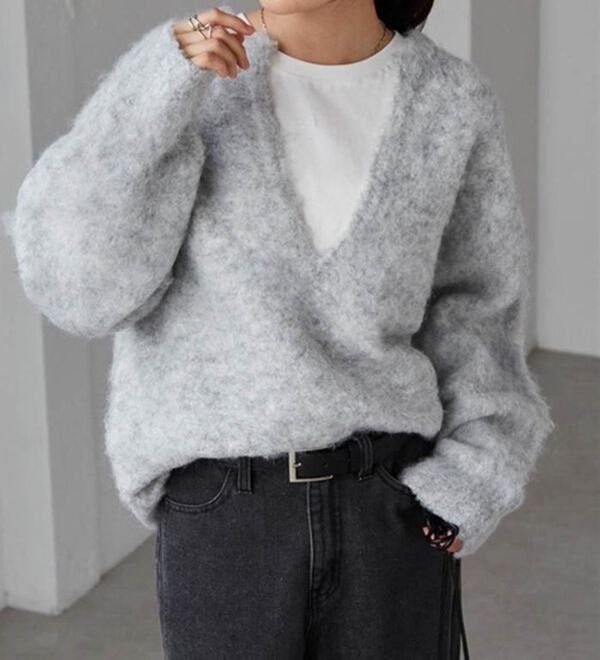 RANAN（ラナン）の「ディープキーネックシャギーニット（ニット・セーター）」｜詳細画像