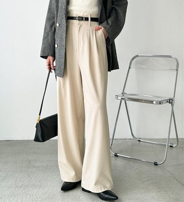 GeeRA（ジーラ）の「着心地抜群！ハイウエストダブルタックワイドパンツ（フルレングスパンツ）」｜詳細画像