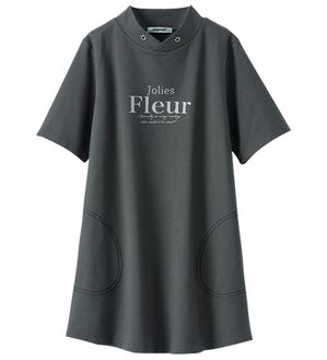 BELLUNA（ベルーナ）の「綿１００％裏毛素材ロゴチュニック（チュニック）」｜チャコール