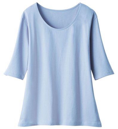 「綿１００％汗ジミ対策　５分袖プルオーバー（肌着・インナーウェア）」