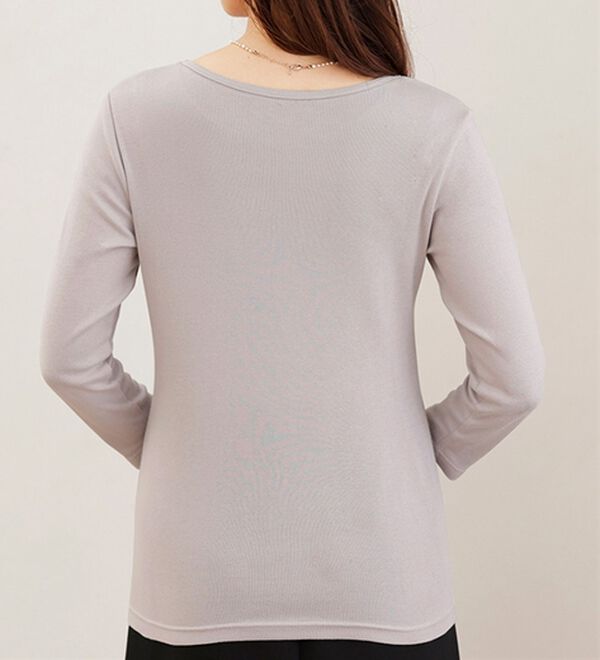 LAVIENNE（ラヴィエンヌ）の「【ＵＶカット】着回し力抜群！綿１００％クルーネックプルオーバー（８分袖）＜カラフルコットン＞（肌着・インナーウェア）」｜詳細画像