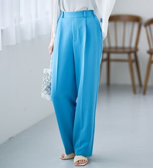 RANAN（ラナン）の「【選べる２丈】機能付！美脚シルエットセンタープレスワイドパンツ（フルレングスパンツ）」｜ダークブルー