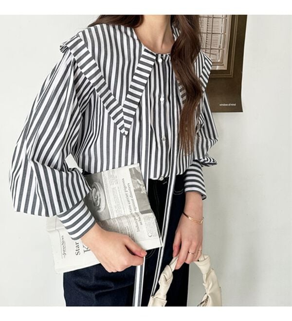 GeeRA（ジーラ）の「ケープ衿シャツブラウス（ブラウス）」｜詳細画像