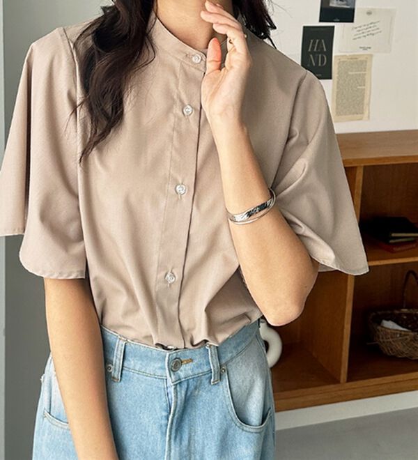 GeeRA（ジーラ）の「フレアー袖バンドカラーブラウス（ブラウス）」｜詳細画像