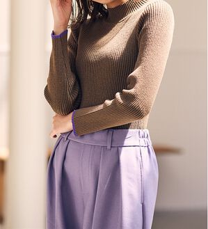 RANAN（ラナン）の「もちもちリブパイピングハイネックニット（ニット・セーター）」｜モカ