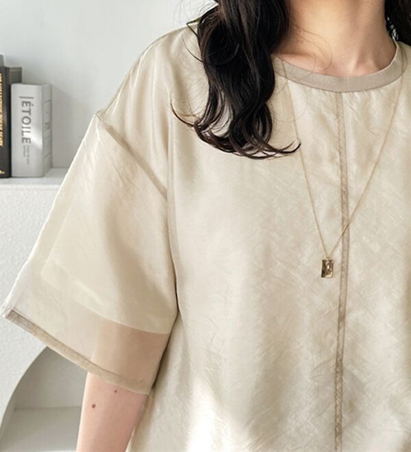 GeeRA（ジーラ）の「オーガンジーレイヤードＴシャツ（カットソー）」｜詳細画像