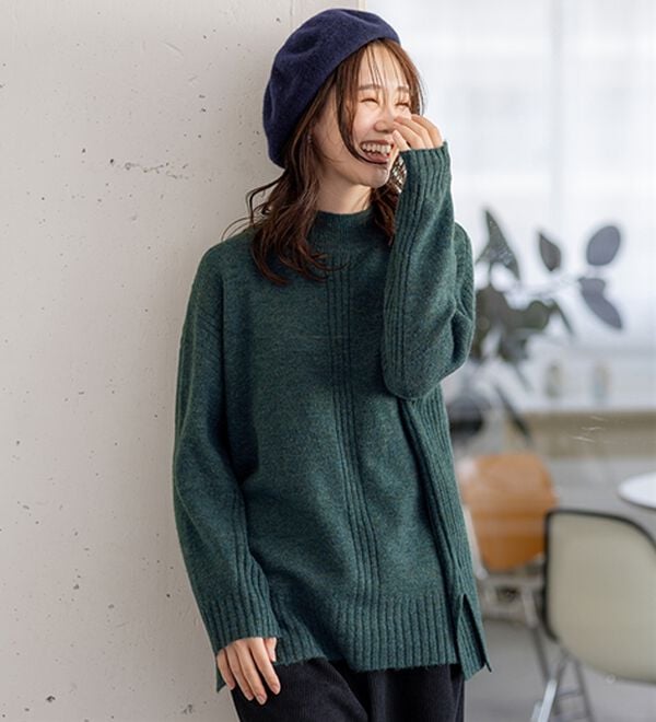 BELLUNA（ベルーナ）の「【快適Ｌａｂ．】洗える＆チクチクしにくい！ウール調ニットプルオーバー（ニット・セーター）」｜詳細画像