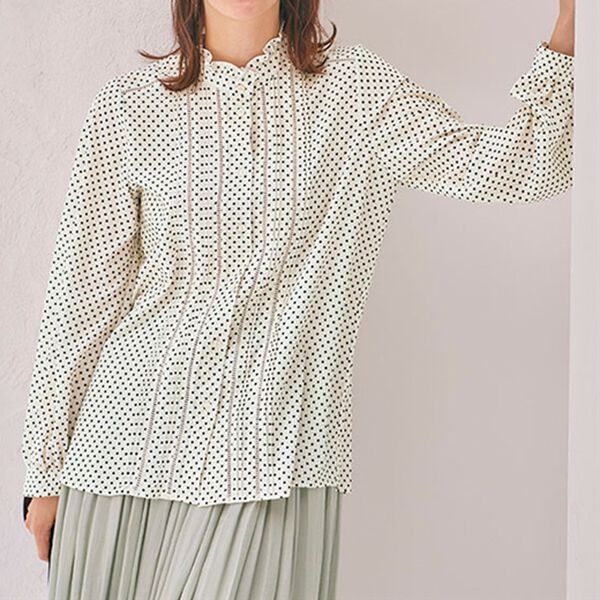 極美品✨2024SS ルルウィルビー サテンドットレースブラウス ブラック 2 LOULOU WILLOUGHBY】サテンドットレースブラウス|allureville OFFICIAL