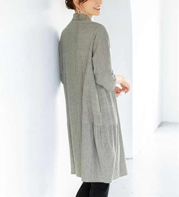 BELLUNA（ベルーナ）の「体型隠してモダンに着こなすストライプ切替コクーンチュニック（チュニックワンピース）」｜詳細画像