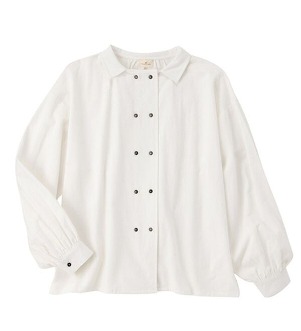 Viola e Viola（ヴィオラ エ ヴィオラ）の「さりげなく表面感を、綿１００%ダブルボタンブラウス（ブラウス）」｜詳細画像