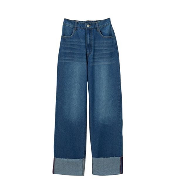 GeeRA（ジーラ）の「ワイドストレートロールアップデニムパンツ（フルレングスパンツ）」｜詳細画像