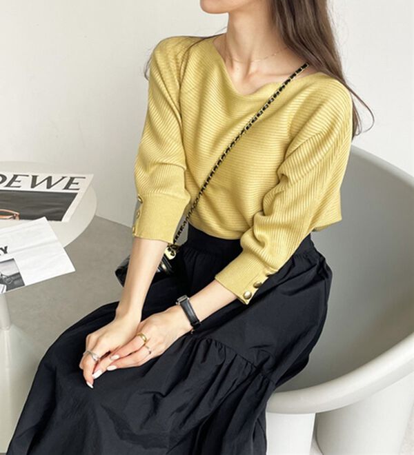 GeeRA（ジーラ）の「袖ボタン付ドルマンニットトップス（ニット・セーター）」｜詳細画像