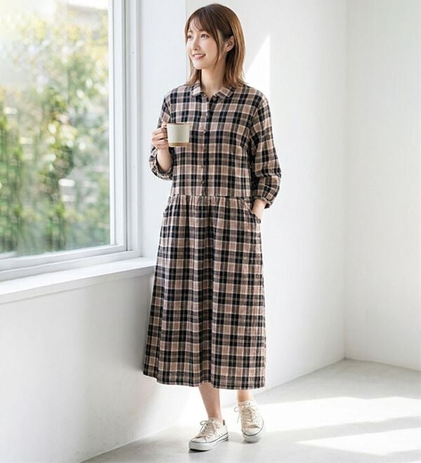 ルフラン（ルフラン）の「【２色組】格子ジャカードの涼やかワンピース（その他ワンピース）」｜詳細画像